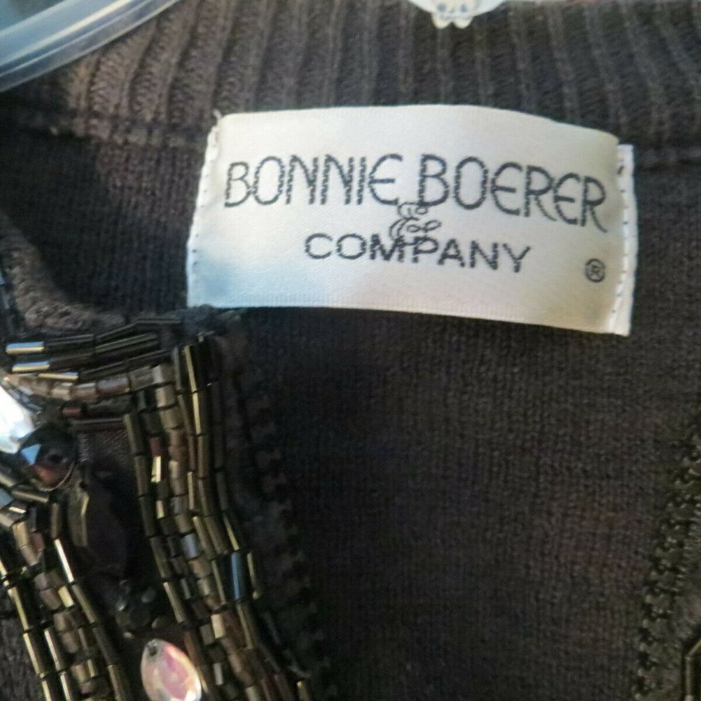 BONNIE BOERER RETRO 50'S BLACK ZIP CARDIGAN - Picture 6 of 6